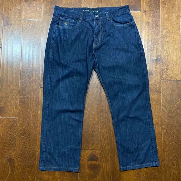 Rocawear Classic Fit Vintage Y2K Dark Denim Straight Leg Jeans Mens Size 38 x 30 - Picture 5 of 12